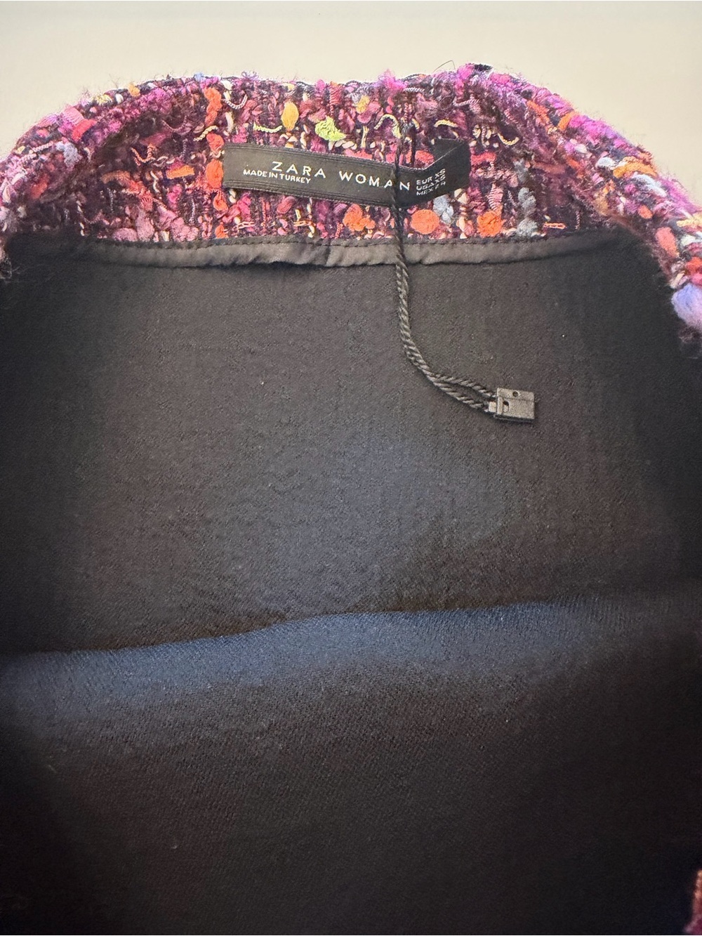 Zara Woman Multicolor Tweed Fringe Mini Skirt Bouclé Asymmetrical Size XS - Picture 2 of 4
